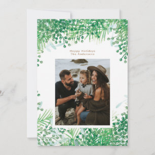 Green Winter Berries Christmas Holiday Photo Card