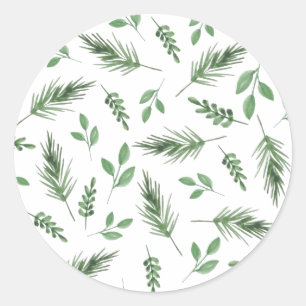 Green Winter Bliss Floral Christmas Sticker