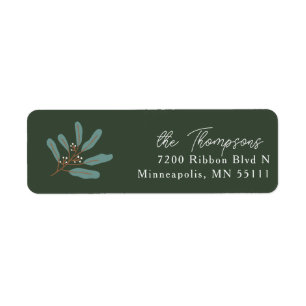 Green Winter Botanical Return Address Label