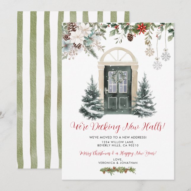 Green Winter Christmas New Address Announcement (Front/Back)