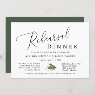 Green Winter Holiday Rehearsal Dinner Invitation