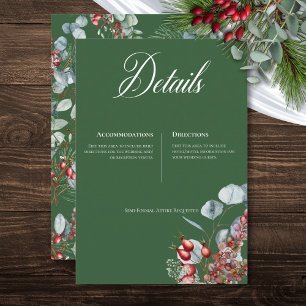 Green Winter Pine Berries Eucalyptus Wedding Enclosure Card