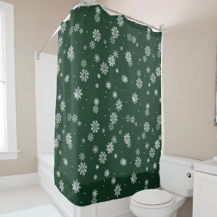 Green Winter Shower Curtain