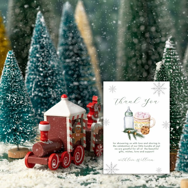 Green Winter Snowflake S'more Cookie Baby Shower  Thank You Card (Green Winter Snowflake S'more Cookie Baby Shower Thank You Card)