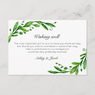 Green wishing well. Summer wedding. Insert card