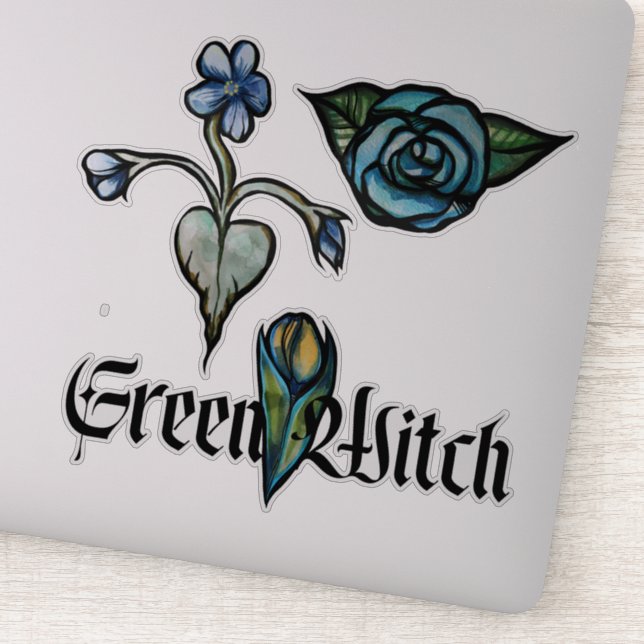 Green Witch Blessed Be triple moon goddess         (Detail)