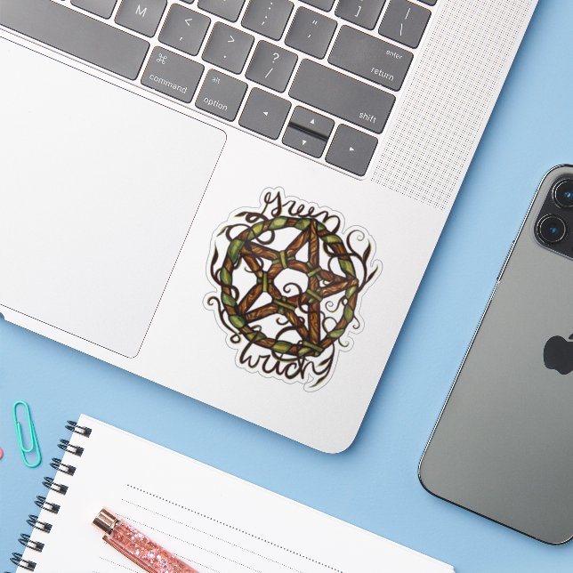 Green Witch Earth Pentacle Art                     (Laptop w/ iPhone)