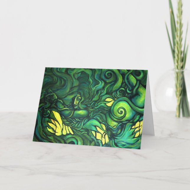 Green Witch Goddess Illustration Pagan Druid       Card (Front)