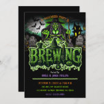 Green Witch Graveyard Brewing Halloween Party  Invitation<br><div class="desc">Customise for any event</div>