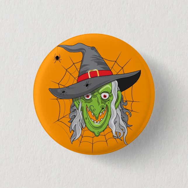 Green Witch Halloween 3 Cm Round Badge (Front)