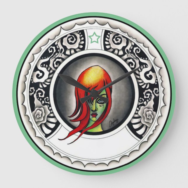 Green Witch Large Clock (Front)