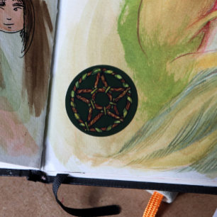 Green Witch Pagan Pentacle Nature Wicca            Classic Round Sticker