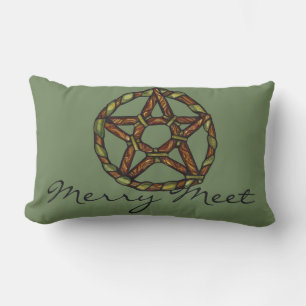 Green Witch Pagan Pentacle Nature Wicca            Lumbar Cushion