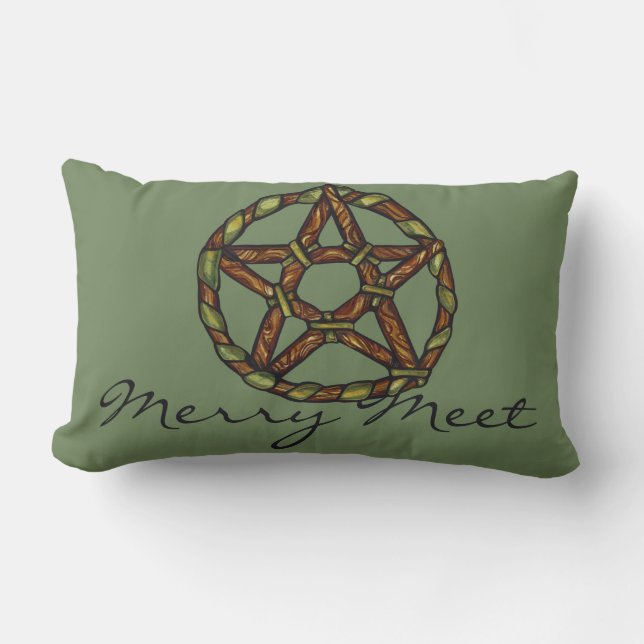 Green Witch Pagan Pentacle Nature Wicca            Lumbar Cushion (Front)