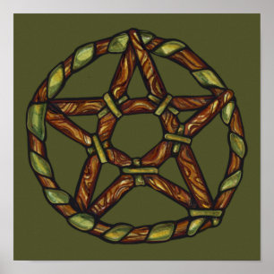 Green Witch Pagan Pentacle Nature Wicca            Poster