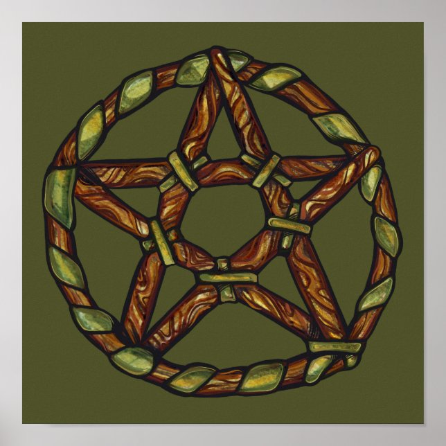 Green Witch Pagan Pentacle Nature Wicca            Poster (Front)