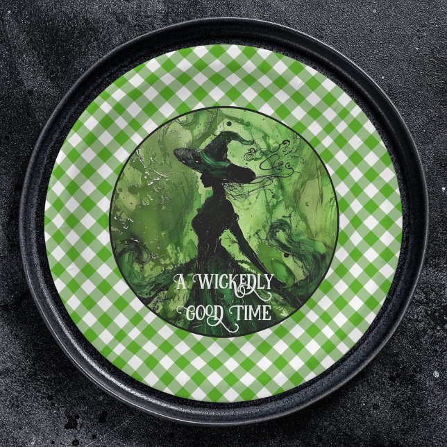 Green Witch Wickedly Good Time Halloween Birthday Paper Plate (Creator Uploaded)