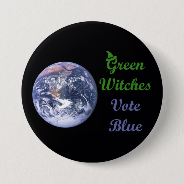Green Witches Vote Blue 7.5 Cm Round Badge (Front)