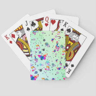Green with Colorful Music Design Playing Cards