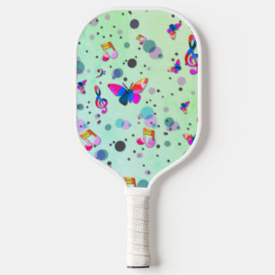 Green with Colourful Music Design Pickleball Paddle
