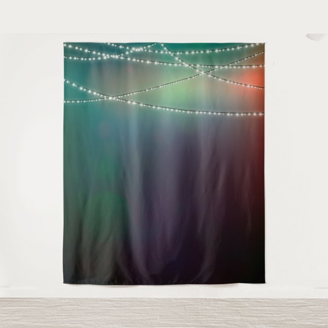 Green with Fairy Lights Photo Backdrop  Tapestry (Front)