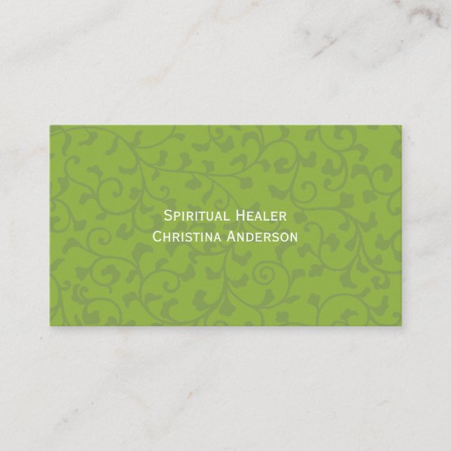Green with Floral / Leaf Business Card (Front)