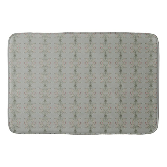 Green With Floral Pattern Bath Mat (Front)