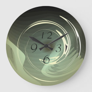 Green With Fractual swirls > Artistic Wallclocks