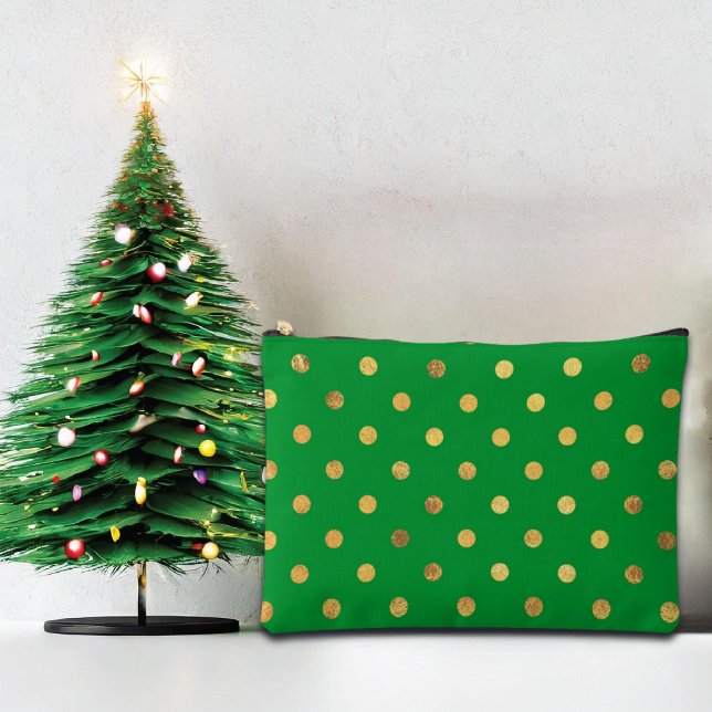 Green with Gold Glitter Dots  Accessory Pouch (Creator Uploaded)