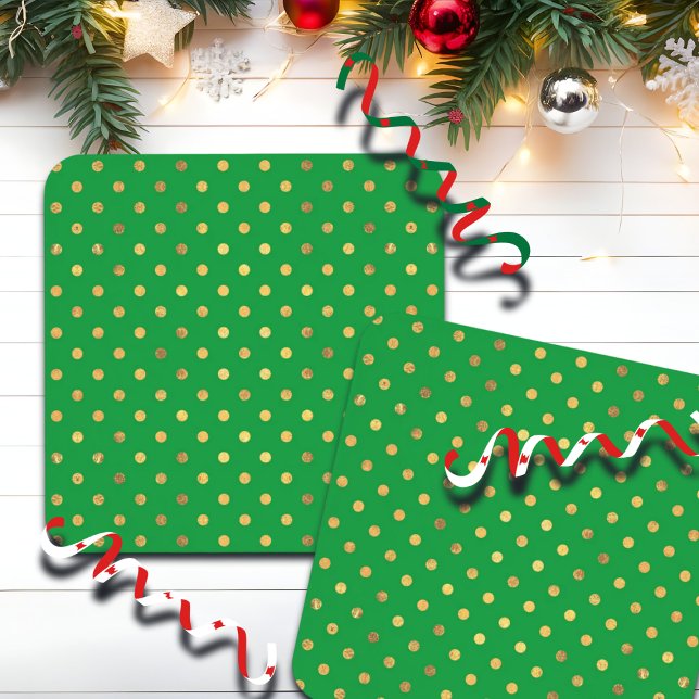 Green with Gold Glitter Dots  Coaster (Creator Uploaded)
