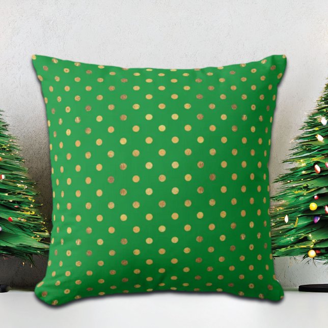 Green with Gold Glitter Dots  Cushion (Creator Uploaded)