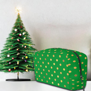 Green with Gold Glitter Dots Dopp Kit