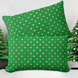 Green with Gold Glitter Dots Lumbar Cushion