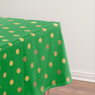 Green with Gold Glitter Dots  Tablecloth