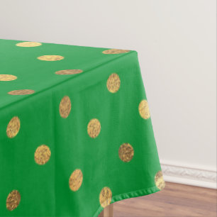 Green with Gold Glitter Dots  Tablecloth