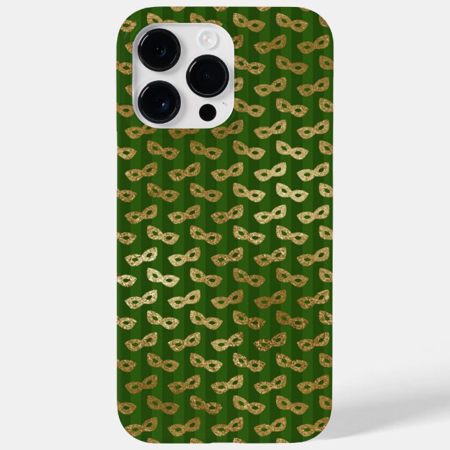 GREEN WITH GOLD MARDI GRAS MASKS Case-Mate iPhone CASE (Back)