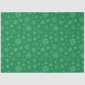 Green with Gold Snowflakes Tissue Paper