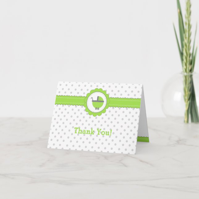 Green with Grey Polka Dot Thank You Card (Front)