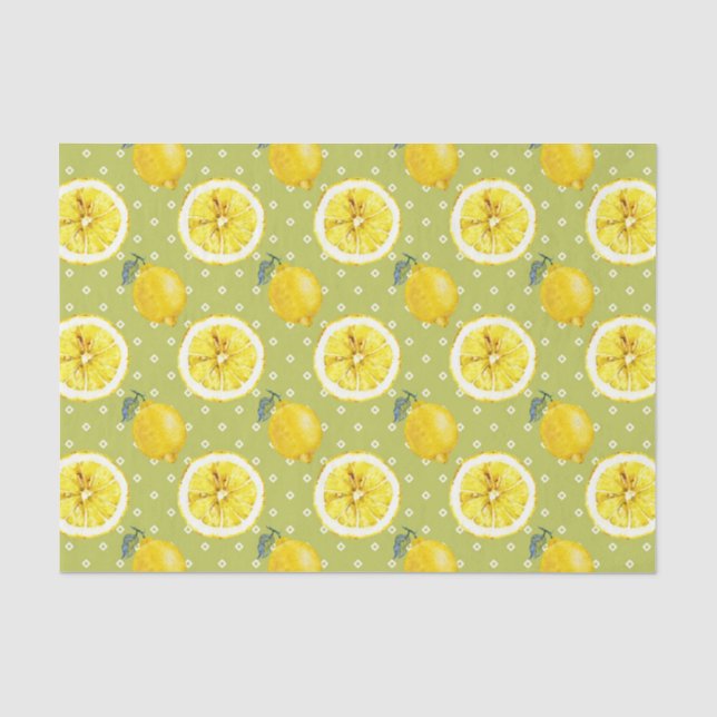 Green with Lemons 2 Tissue Paper (Front)