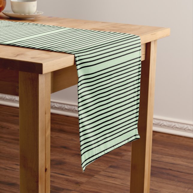 Green With Modern Stripe Short Table Runner (In Situ)