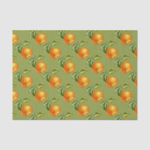 Green with Oranges Tissue Paper