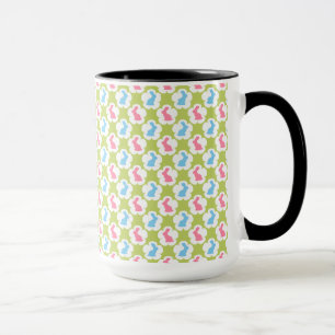 GREEN WITH PINK & BLUE EASTER BUNNIES MUG