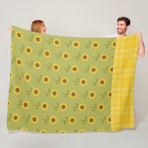 GREEN WITH PRETTY FALL SUNFLOWERS FLEECE BLANKET