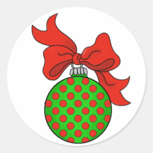 Green with Red Dots Christmas Ornament Sticker