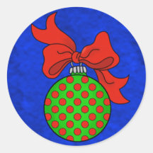 Green with Red Dots Ornament Blue Back Stickers