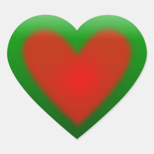 Green with Red Heart 3D Button Sticker