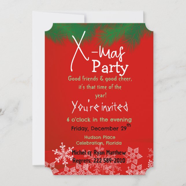 Green with red Invitation (Front)