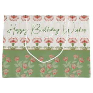 Green With Rusty Red Large Gift Bag