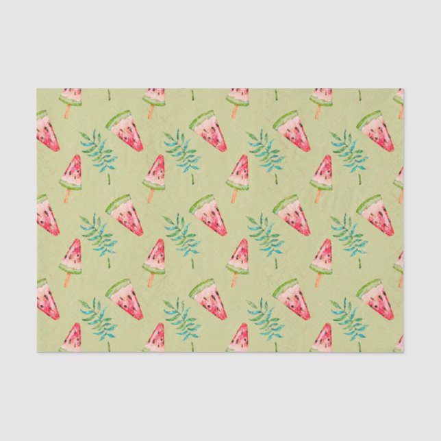 Green with WaterMelon Pattern Tissue Paper (Front)