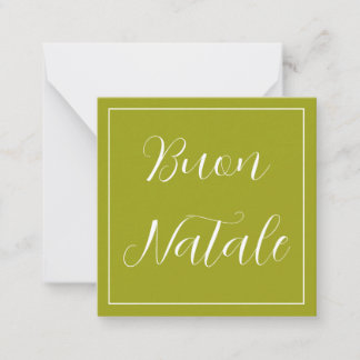 Green With White Buon Natale Greeting Note Card